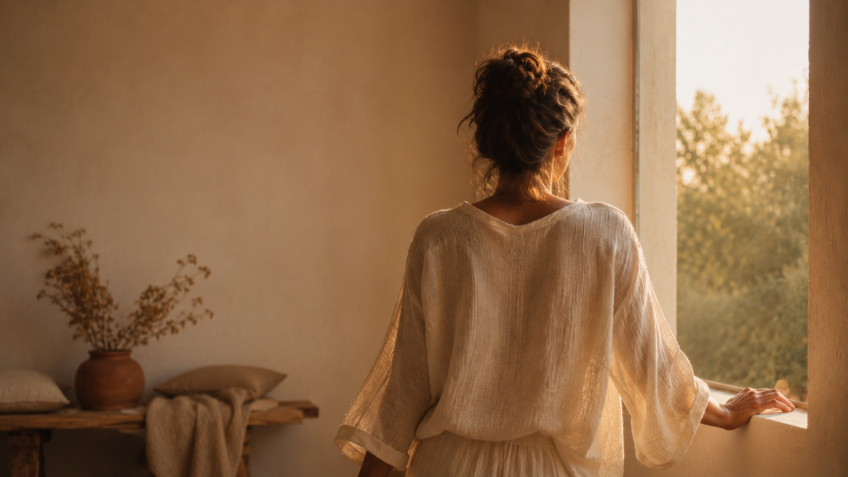 Vaincre la dépendance affective : femme apaisée tournée vers la lumière, en chemin pour se libérer