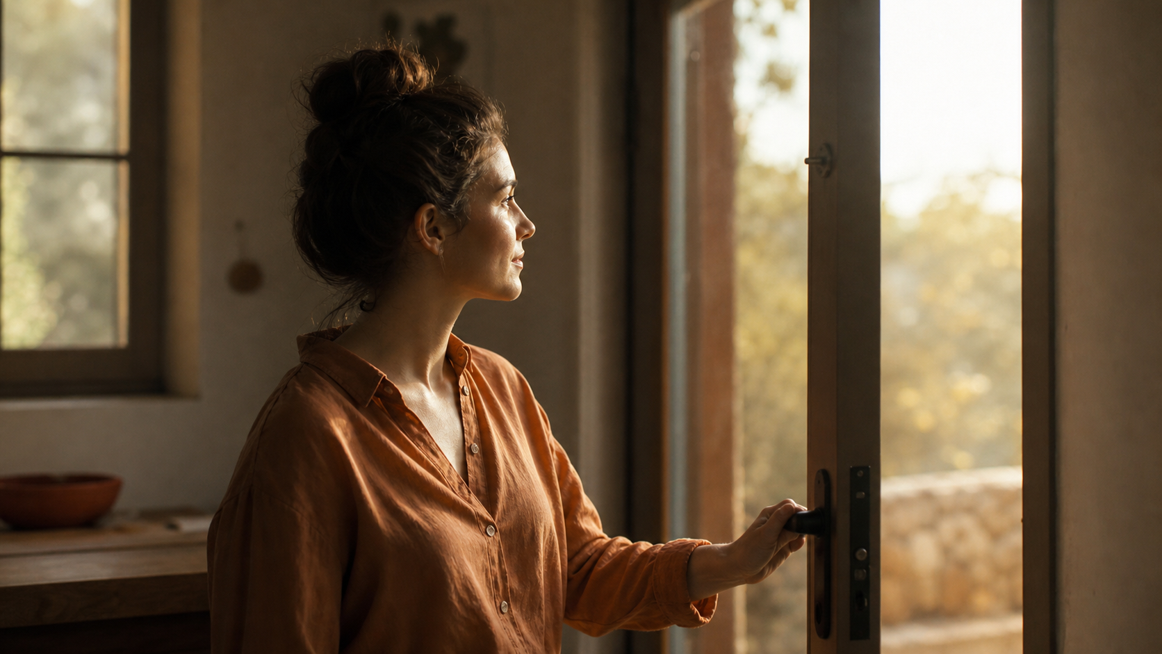 Se reconstruire après une rupture amoureuse : une personne de dos, à une fenêtre, dans la lumière du matin